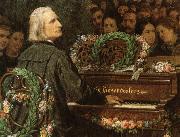 george bernard shaw franz liszt playing a piano built by ludwig bose. oil on canvas